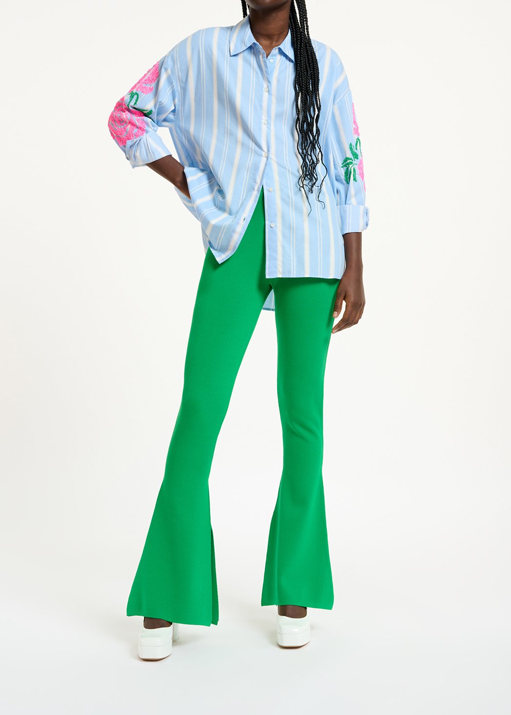 Green flared knitted pants RE—SSENTIEL second-hand photo 3