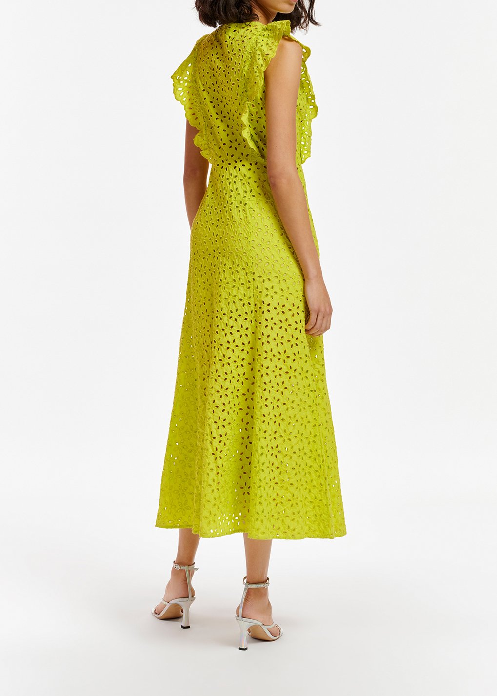 Lime green broderie anglaise cotton maxi dress RE—SSENTIEL second-hand photo 5