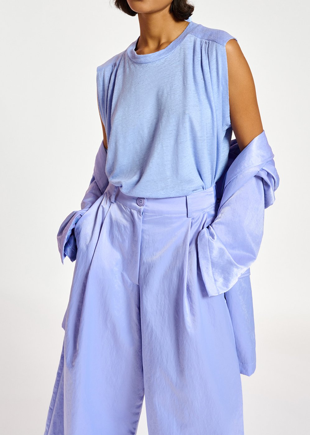 Blauw linnen T-shirt zonder mouwen RE—SSENTIEL tweedehands photo 3