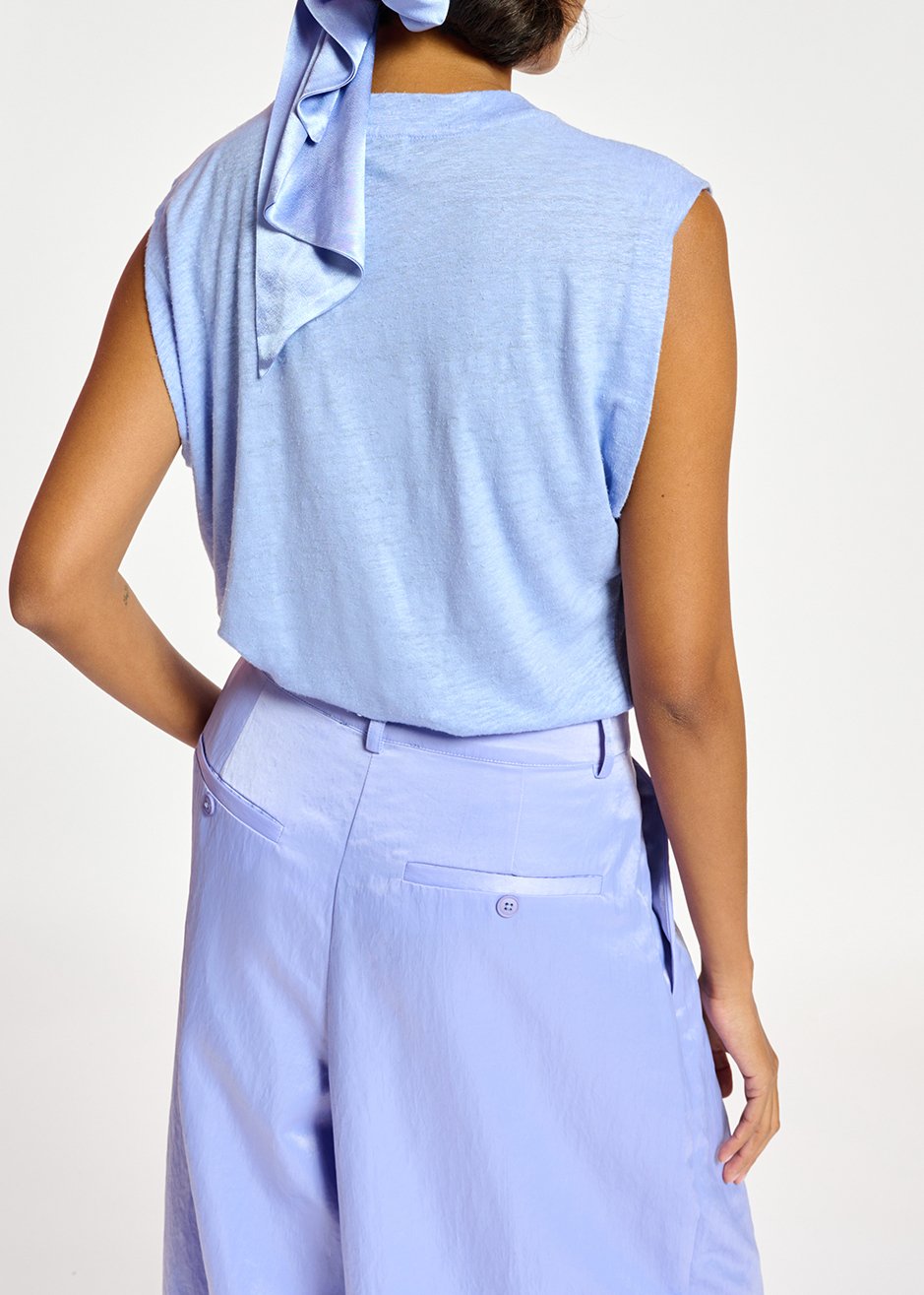 Blauw linnen T-shirt zonder mouwen RE—SSENTIEL tweedehands photo 4