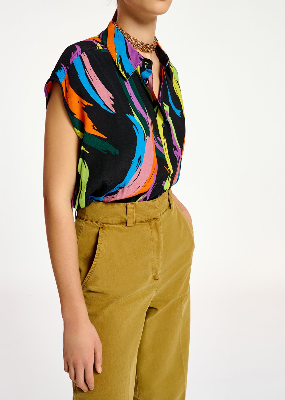 Multicolor abstract print sleeveless shirt RE—SSENTIEL second-hand photo 5