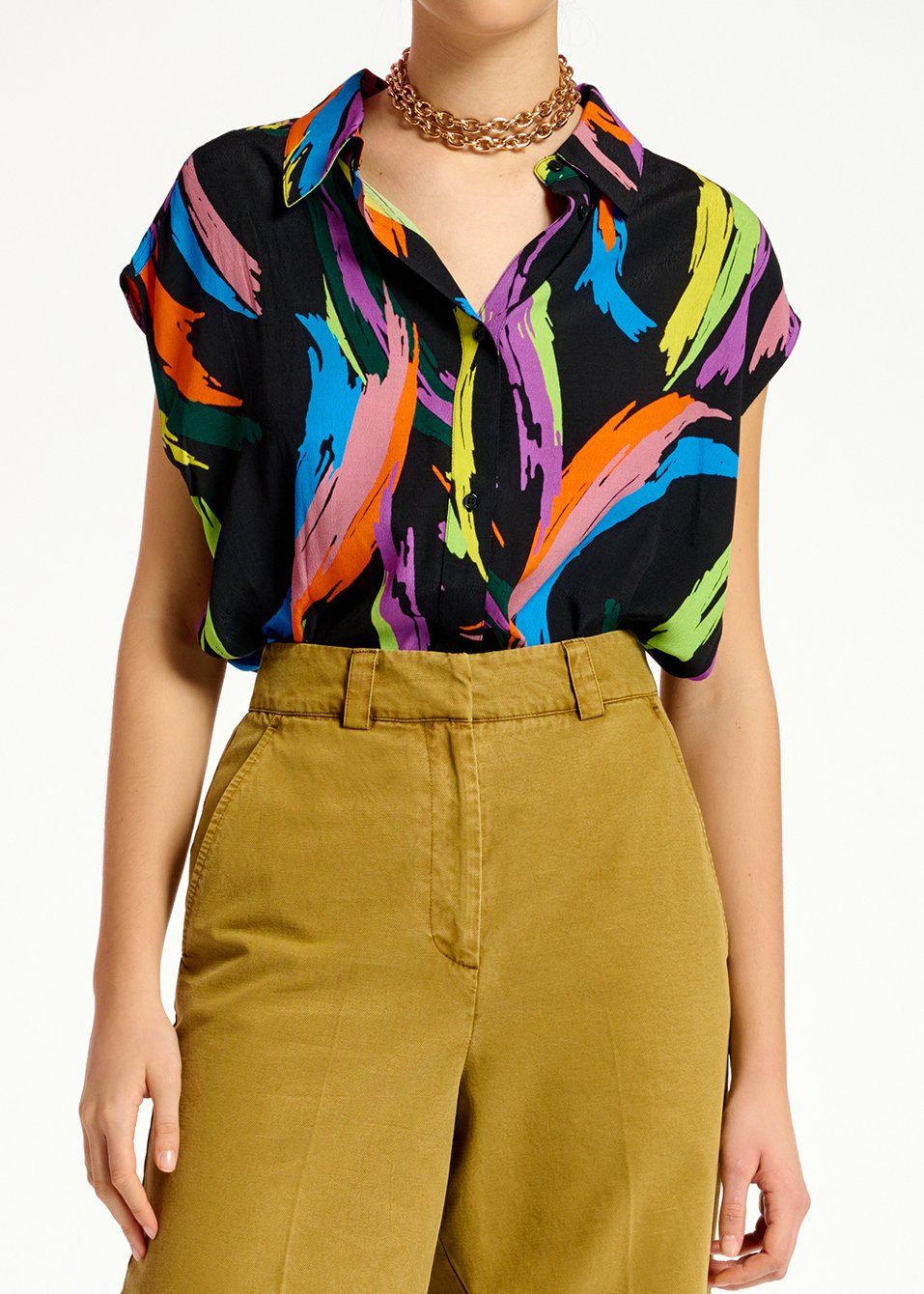Multicolor abstract print sleeveless shirt RE—SSENTIEL second-hand photo 7