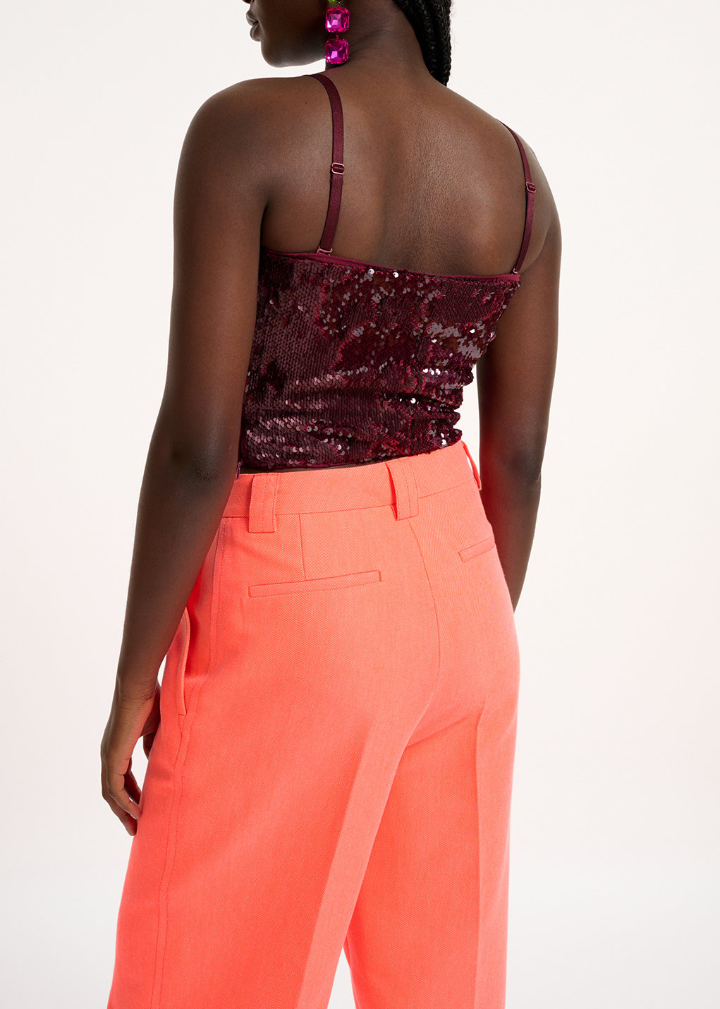Burgundy sequin-embellished top RE—SSENTIEL second-hand photo 4