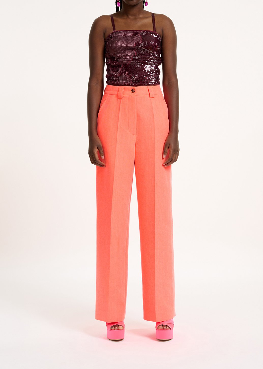 Burgundy sequin-embellished top RE—SSENTIEL second-hand photo 5