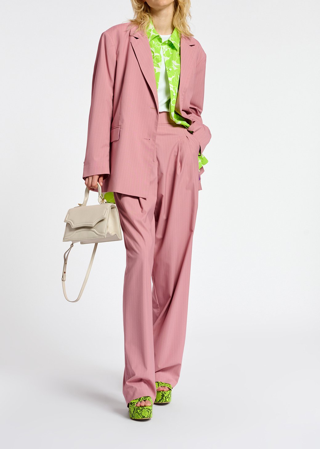 Pantalon rose à  fines rayures RE—SSENTIEL seconde main photo 8