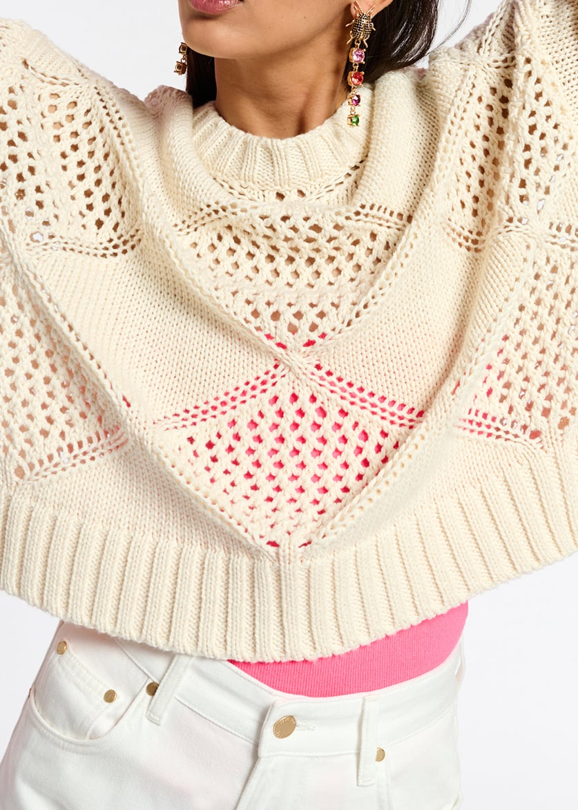 Off-white pointelle-knitted sweater RE—SSENTIEL second-hand photo 3