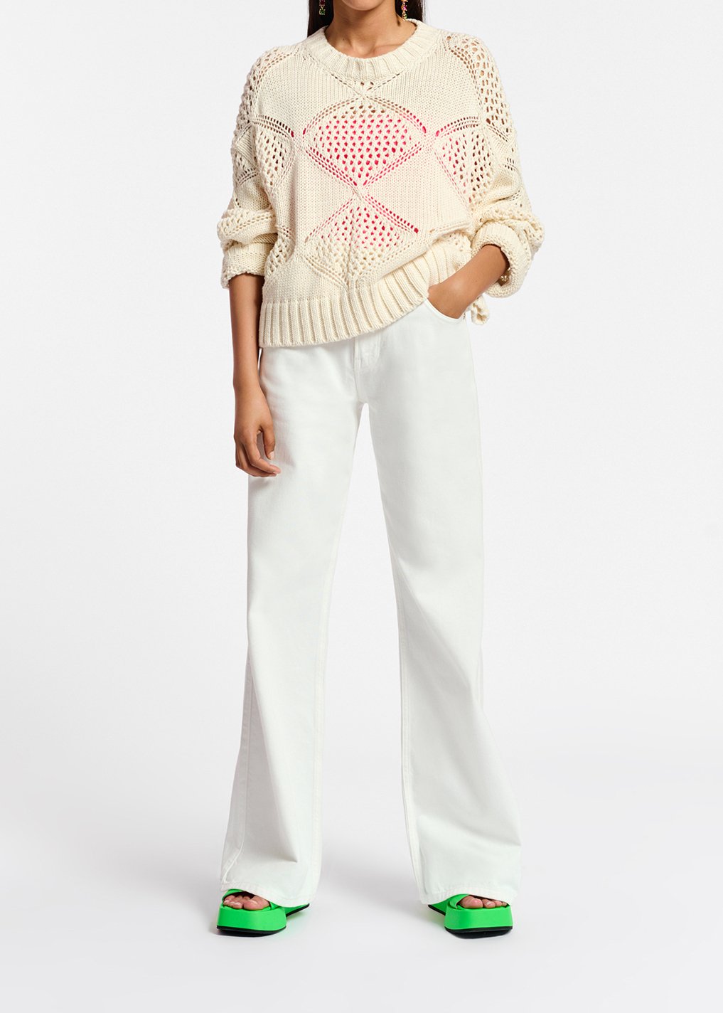 Off-white pointelle-knitted sweater RE—SSENTIEL second-hand photo 4