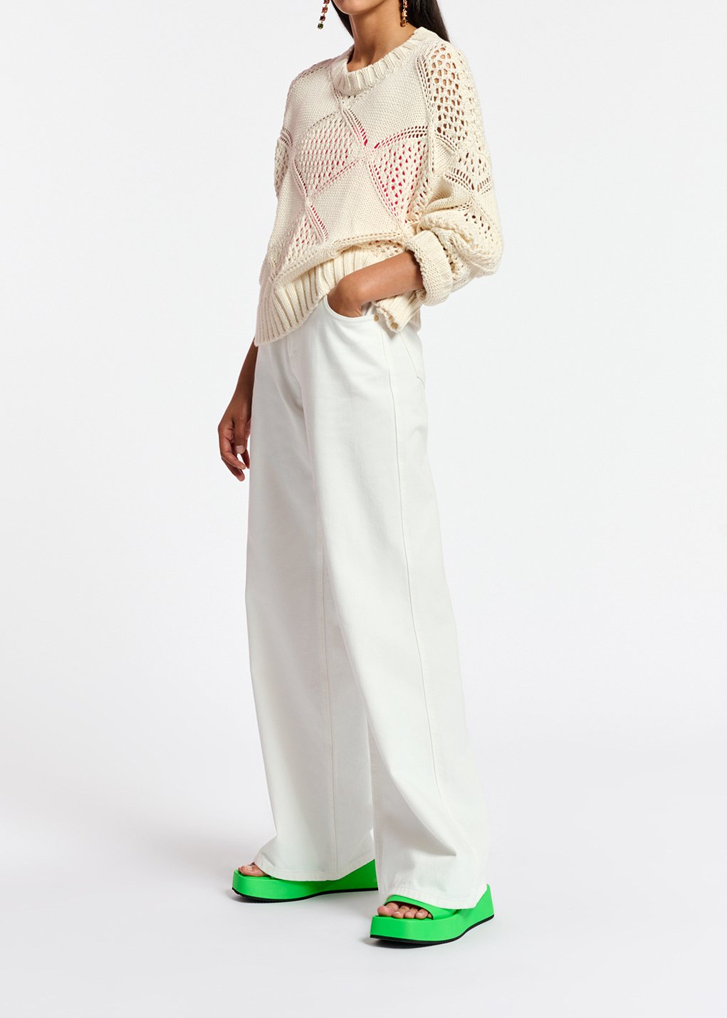 Off-white pointelle-knitted sweater RE—SSENTIEL second-hand photo 7