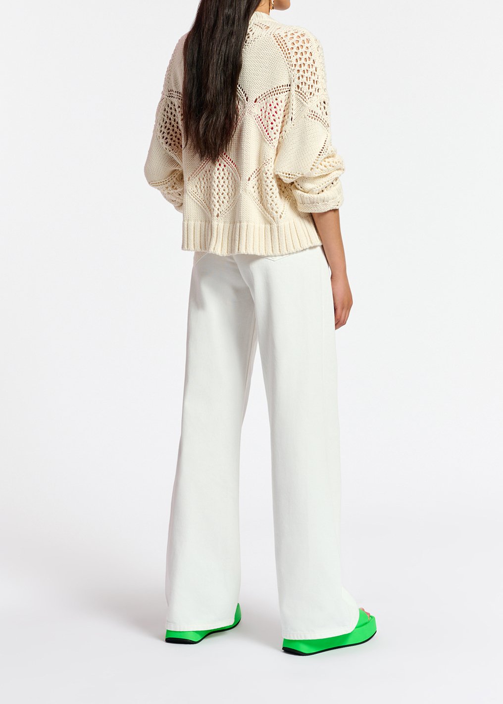 Off-white pointelle-knitted sweater RE—SSENTIEL second-hand photo 8