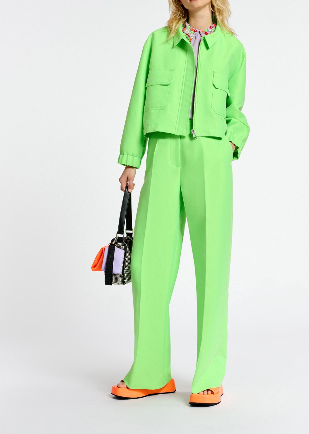 Pantalon vert néon à  jambes droites RE—SSENTIEL seconde main photo 3