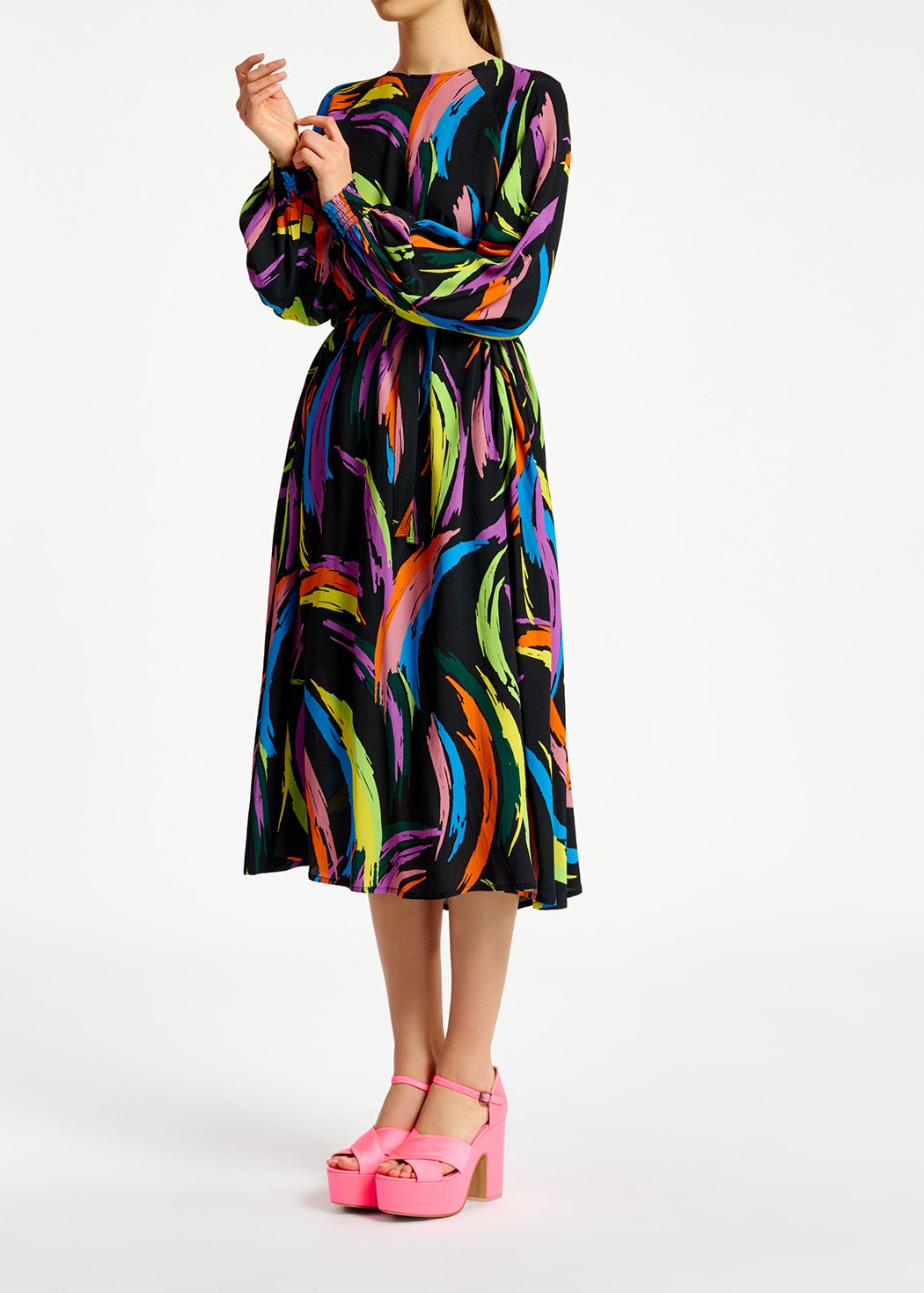 Robe midi à  imprimé abstrait multicolore RE—SSENTIEL seconde main photo 3