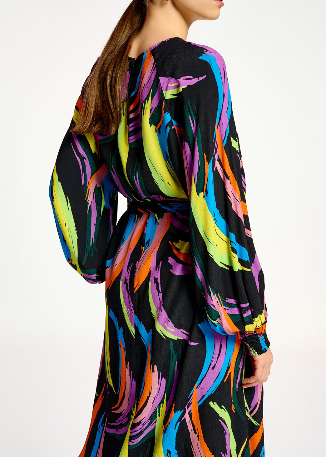 Robe midi à  imprimé abstrait multicolore RE—SSENTIEL seconde main photo 6