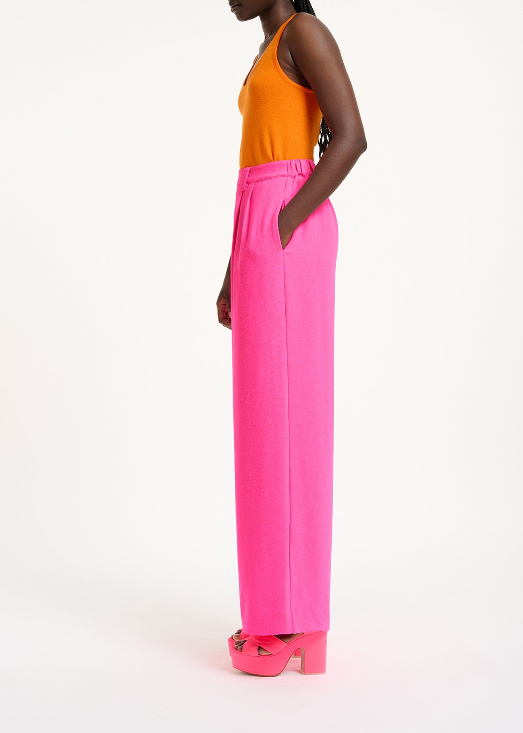 Fuchsia broek met brede pijpen RE—SSENTIEL tweedehands photo 5