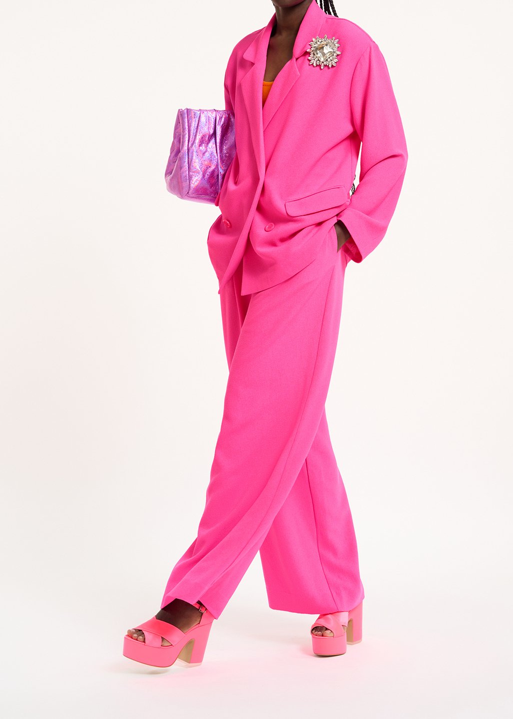 Fuchsia broek met brede pijpen RE—SSENTIEL tweedehands photo 6