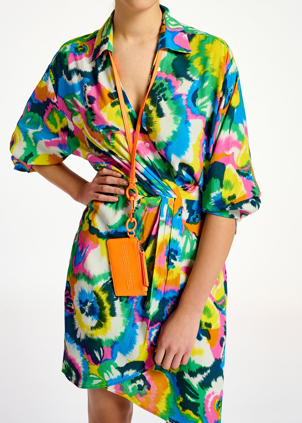 Mini robe portefeuille à  imprimé fleuri multicolore RE—SSENTIEL seconde main photo 3