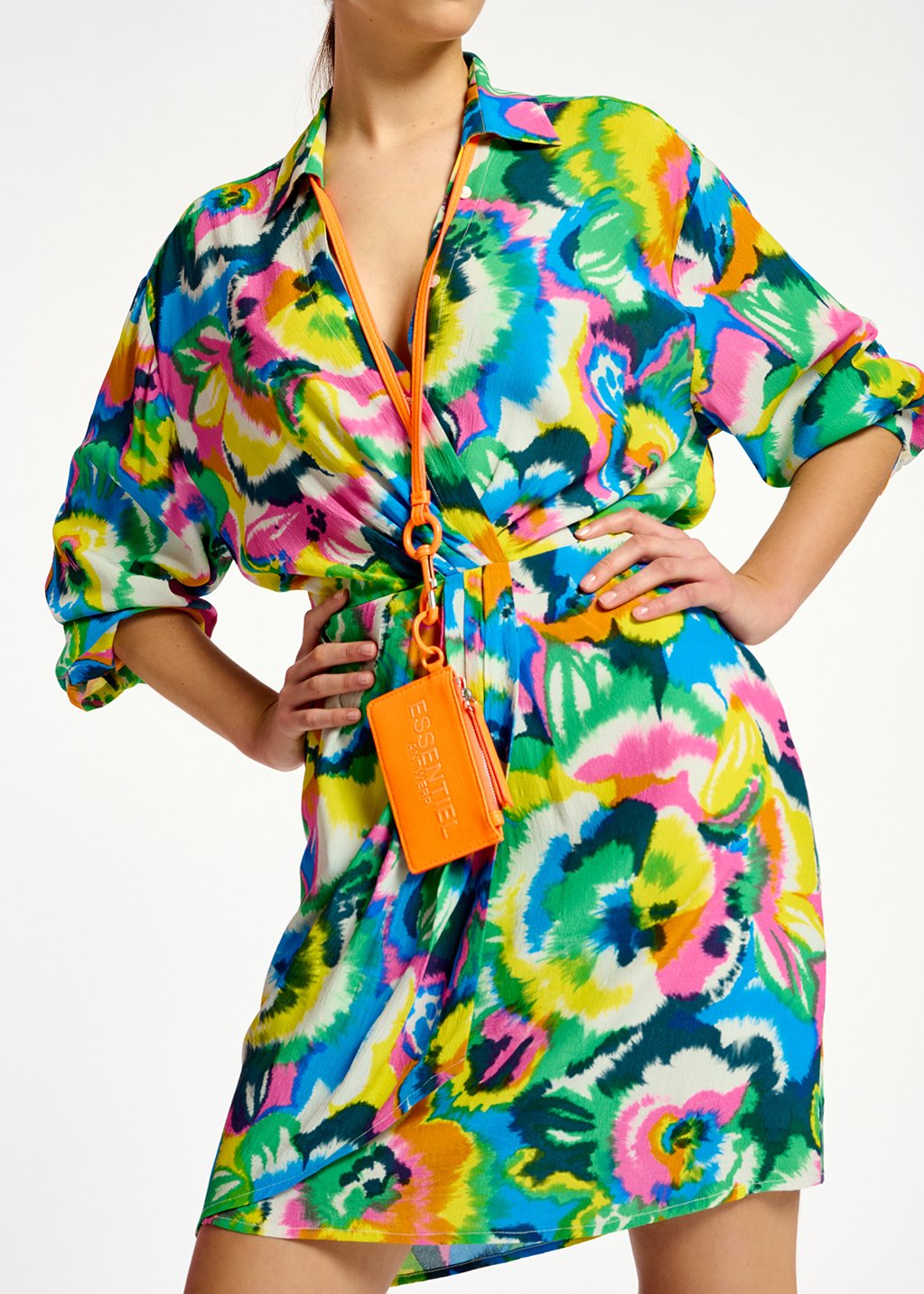 Mini robe portefeuille à  imprimé fleuri multicolore RE—SSENTIEL seconde main photo 7
