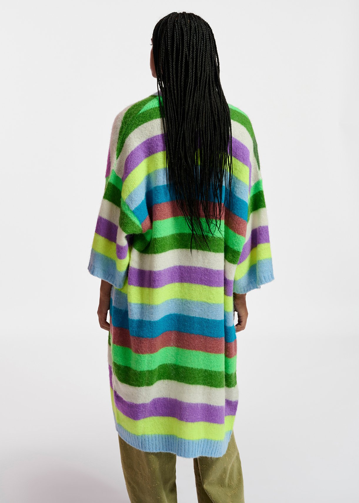 Cardigan mi-long à rayures multicolores RE—SSENTIEL seconde main photo 6