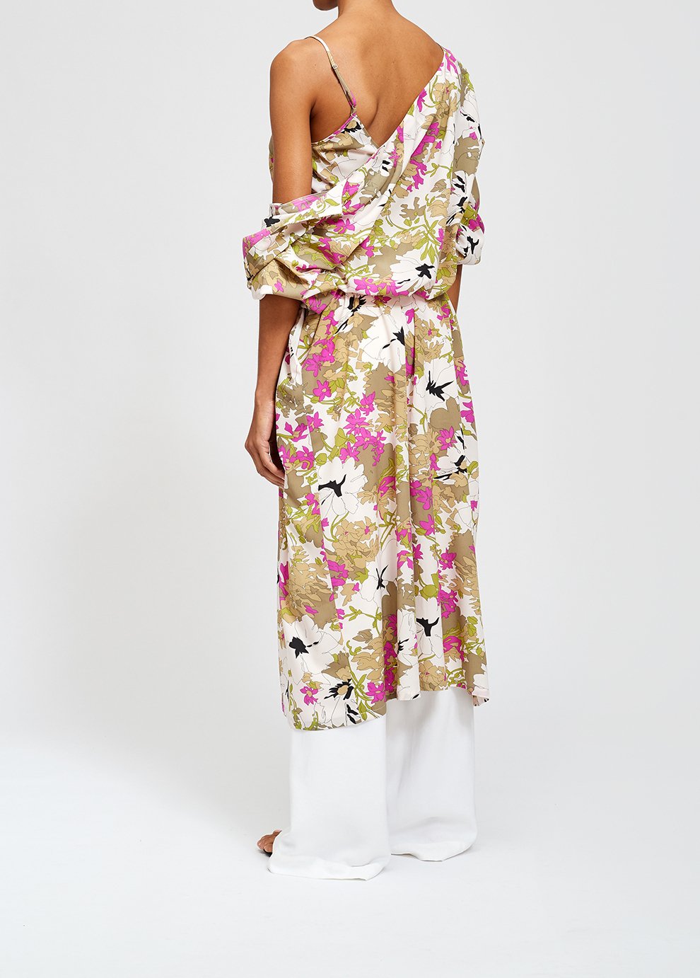 Khaki green, white and pink floral print shirt dress RE—SSENTIEL second-hand photo 8