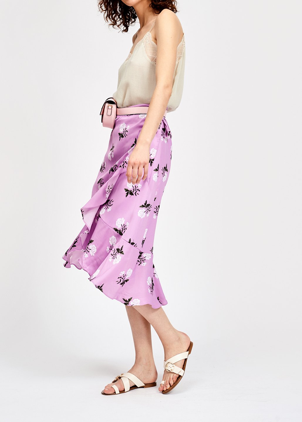 Pink flower printed ruffled skirt RE—SSENTIEL second-hand photo 4