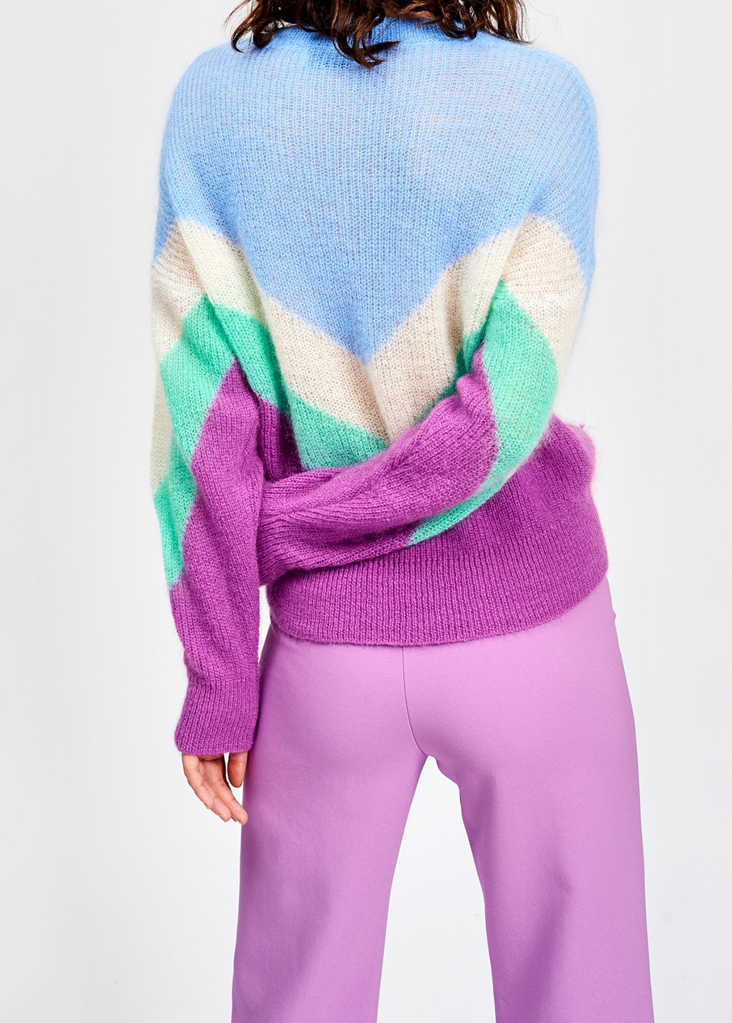 Blue, white and purple v pattern sweater RE—SSENTIEL second-hand photo 4