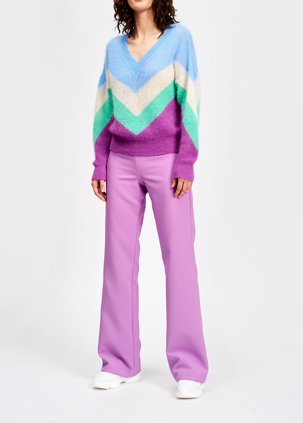 Blue, white and purple v pattern sweater RE—SSENTIEL second-hand photo 5