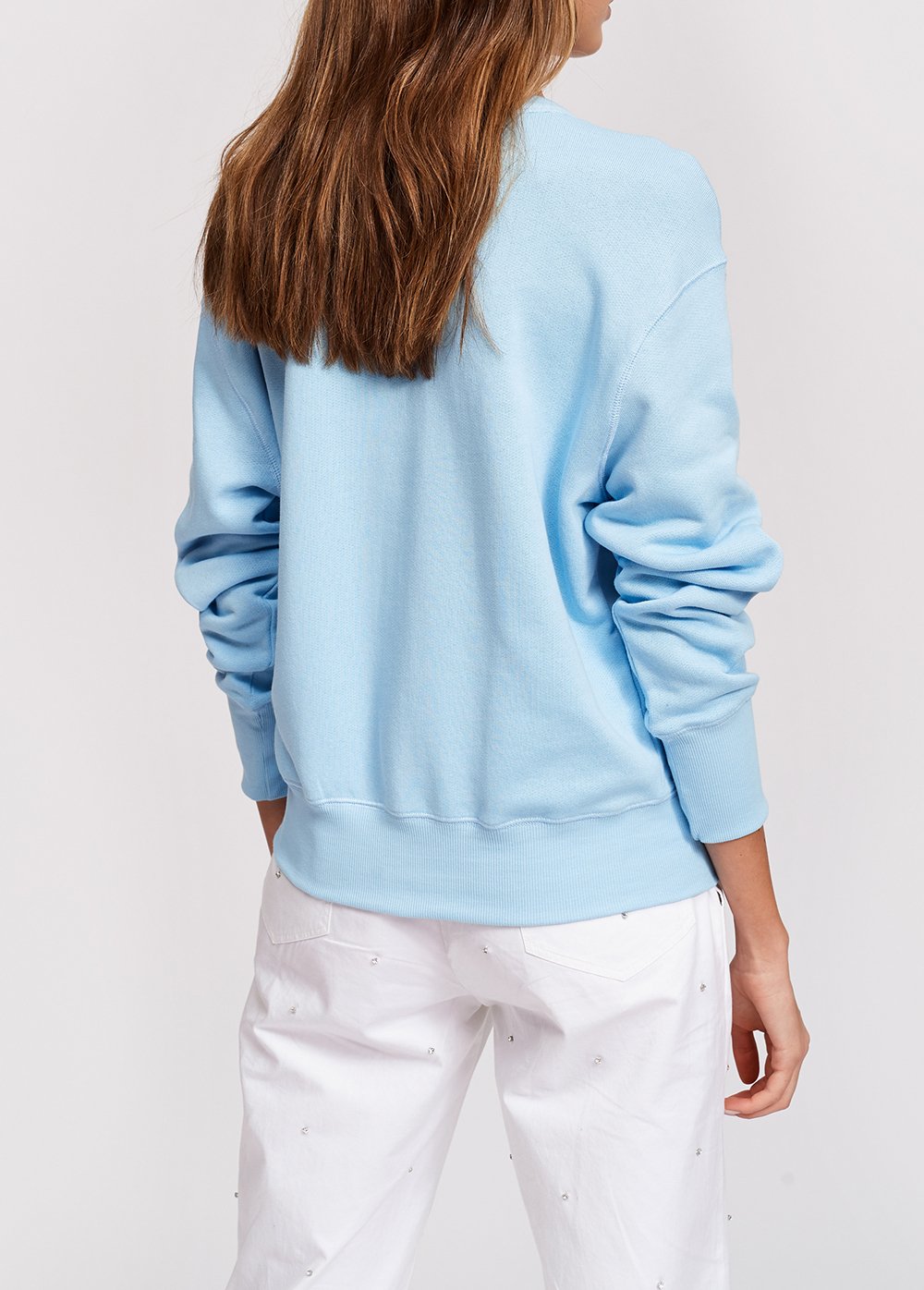 Blauwe katoenen sweater met roze break free-print RE—SSENTIEL tweedehands photo 4