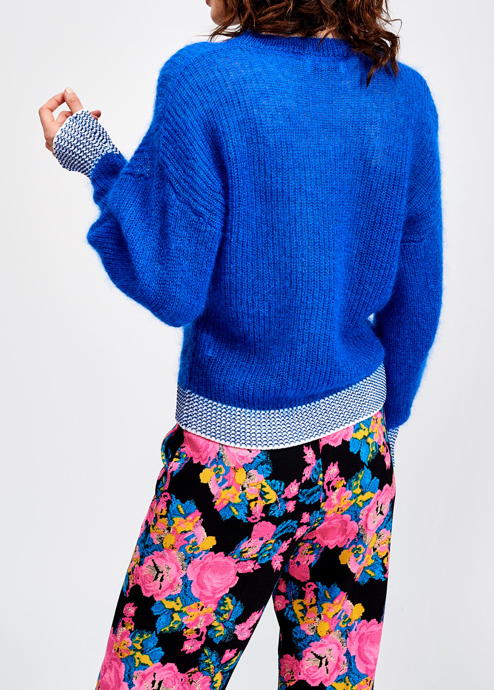 Turquoise summer sweater with contrasting trims RE—SSENTIEL second-hand photo 8