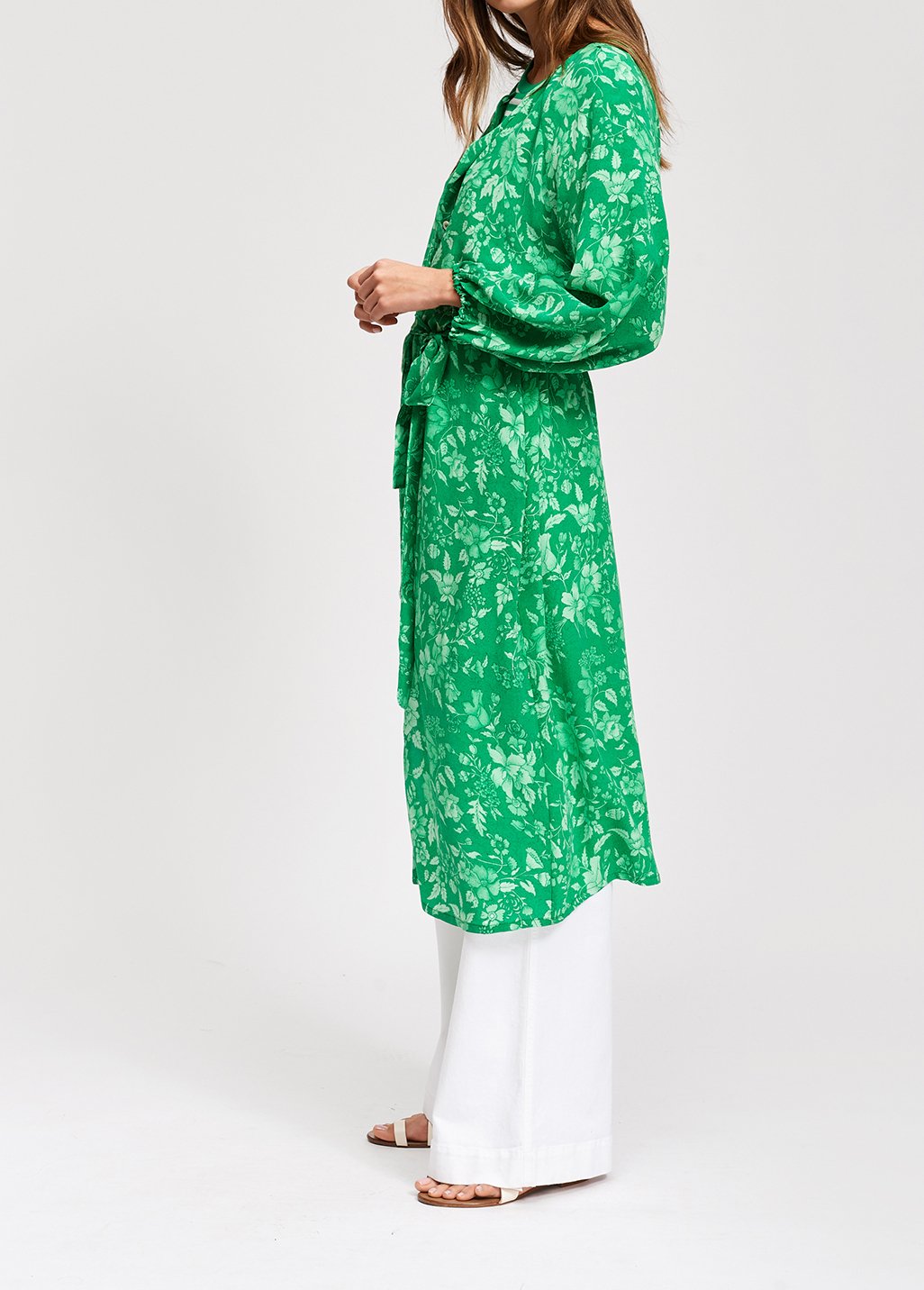 Groene zijden hemdjurk met print RE—SSENTIEL tweedehands photo 3
