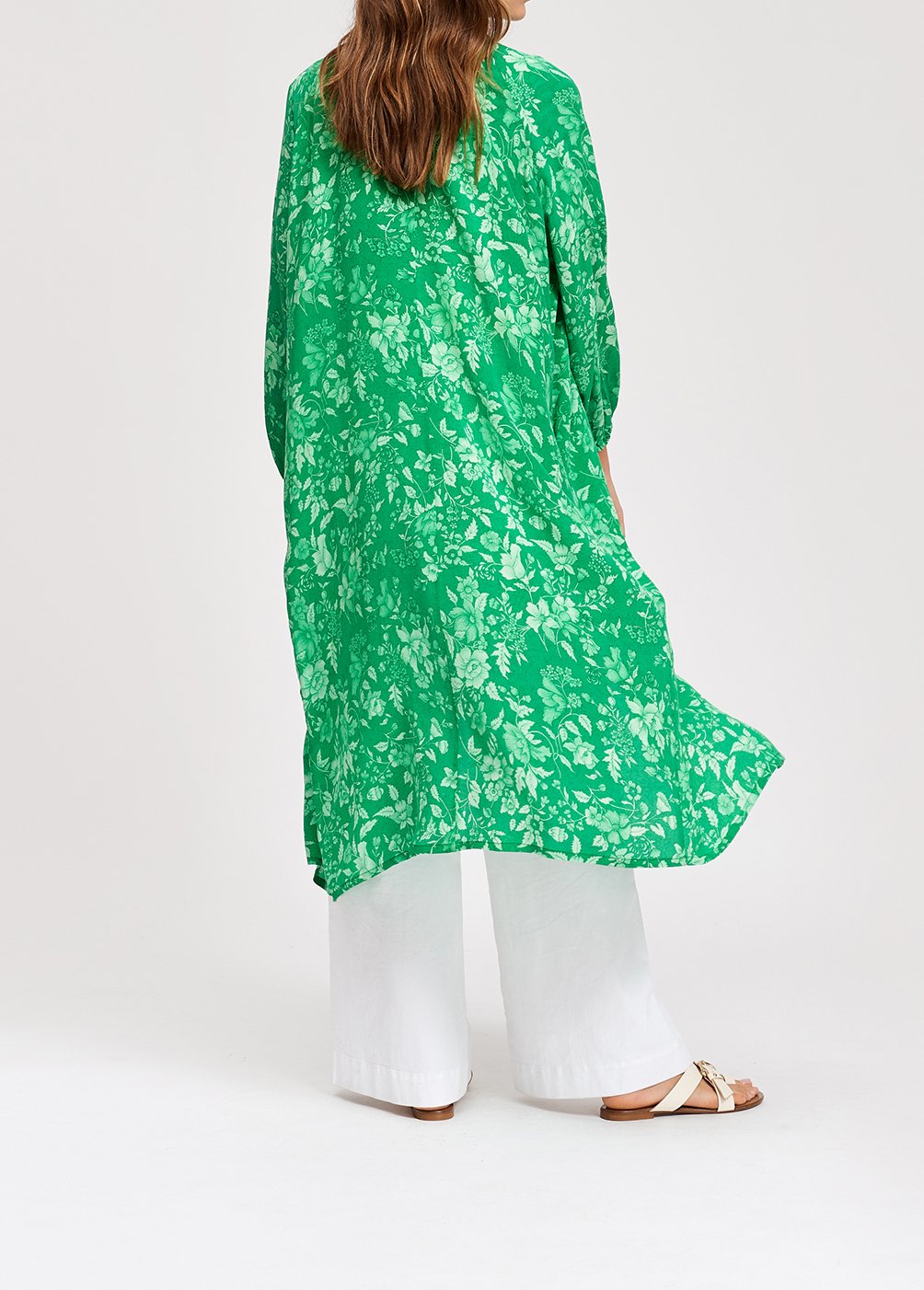 Groene zijden hemdjurk met print RE—SSENTIEL tweedehands photo 4