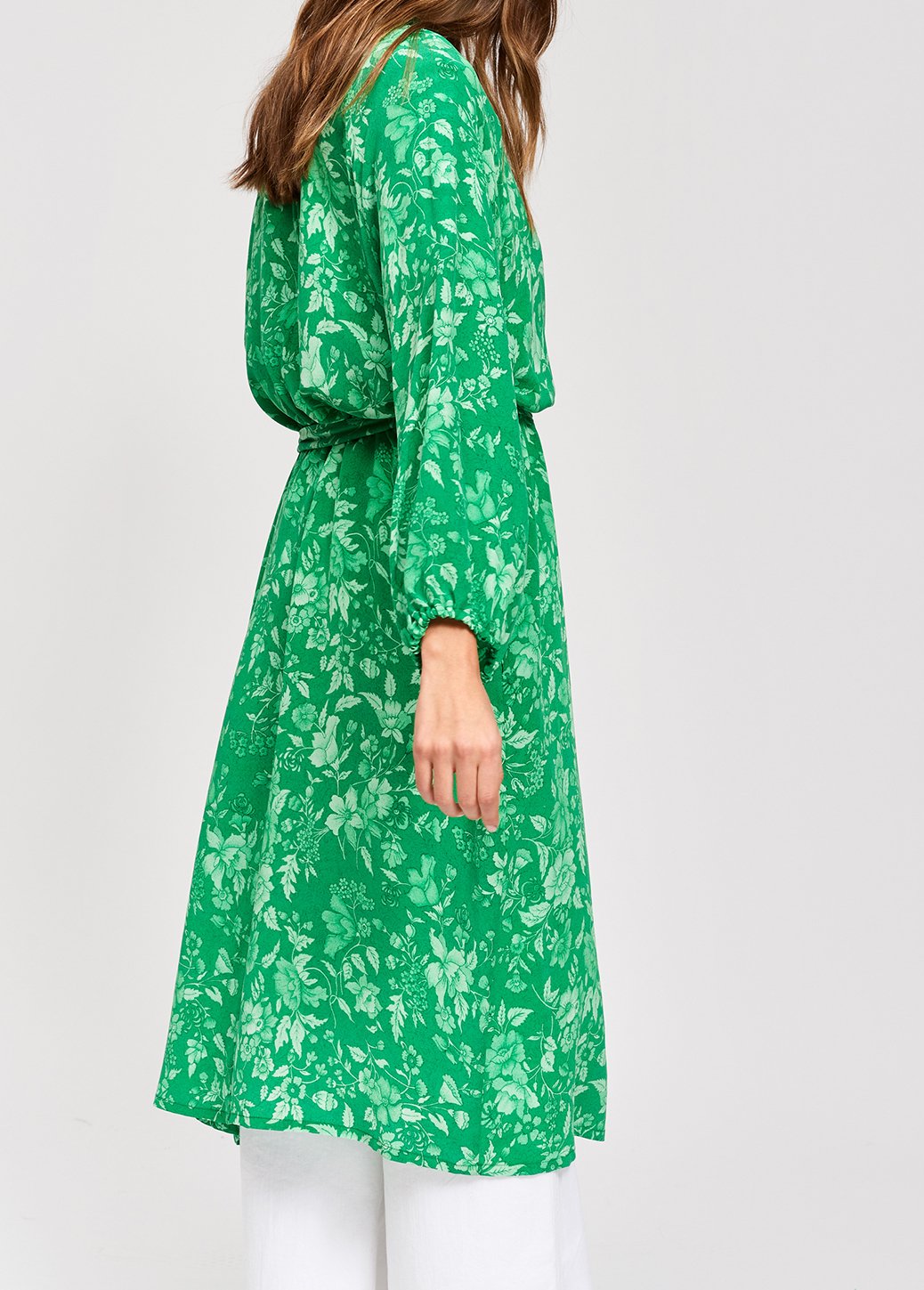 Groene zijden hemdjurk met print RE—SSENTIEL tweedehands photo 7