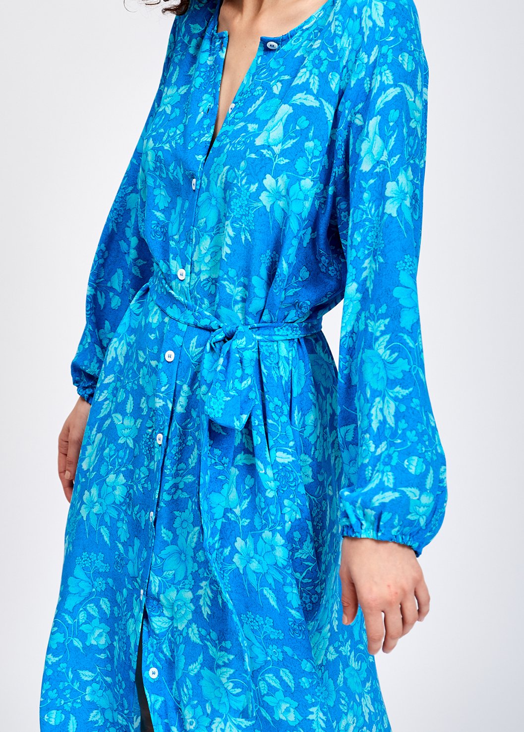 Printed blue silk shirt dress RE—SSENTIEL second-hand photo 5