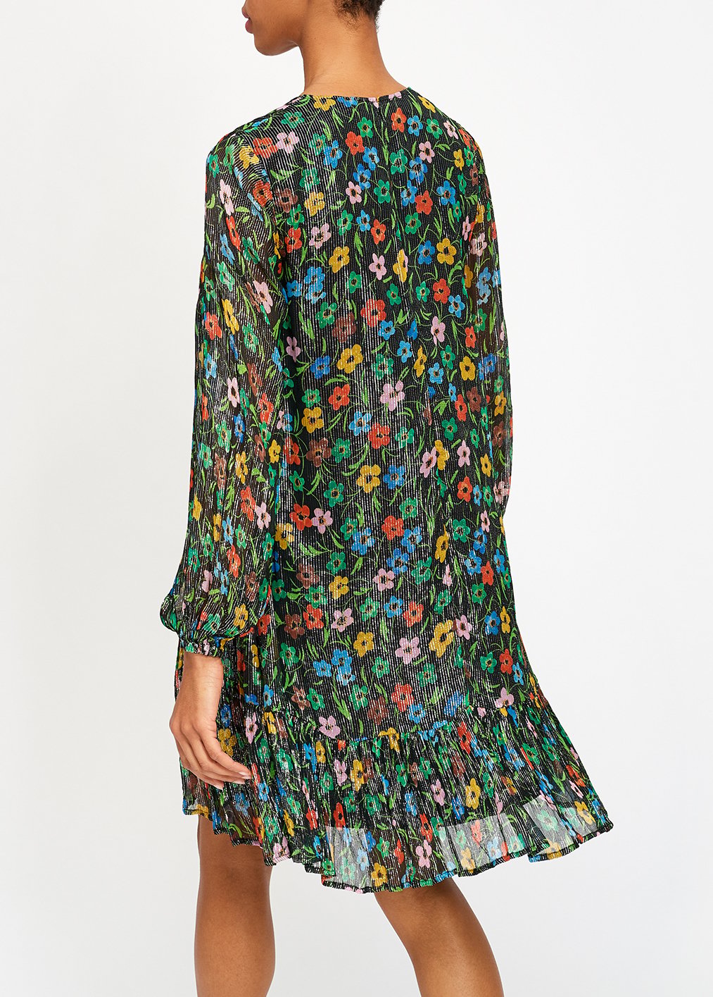 Black floral print dress with flared hem RE—SSENTIEL second-hand photo 5