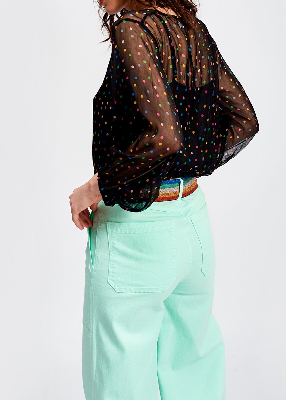 Black translucent spotted top with lining RE—SSENTIEL second-hand photo 4