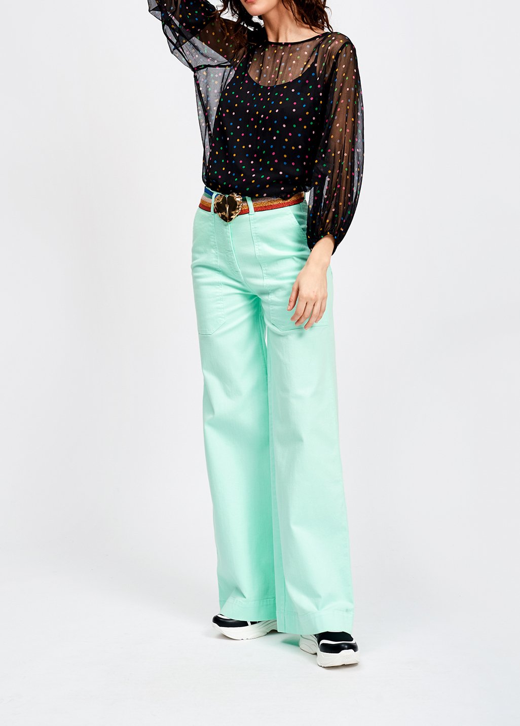 Black translucent spotted top with lining RE—SSENTIEL second-hand photo 5