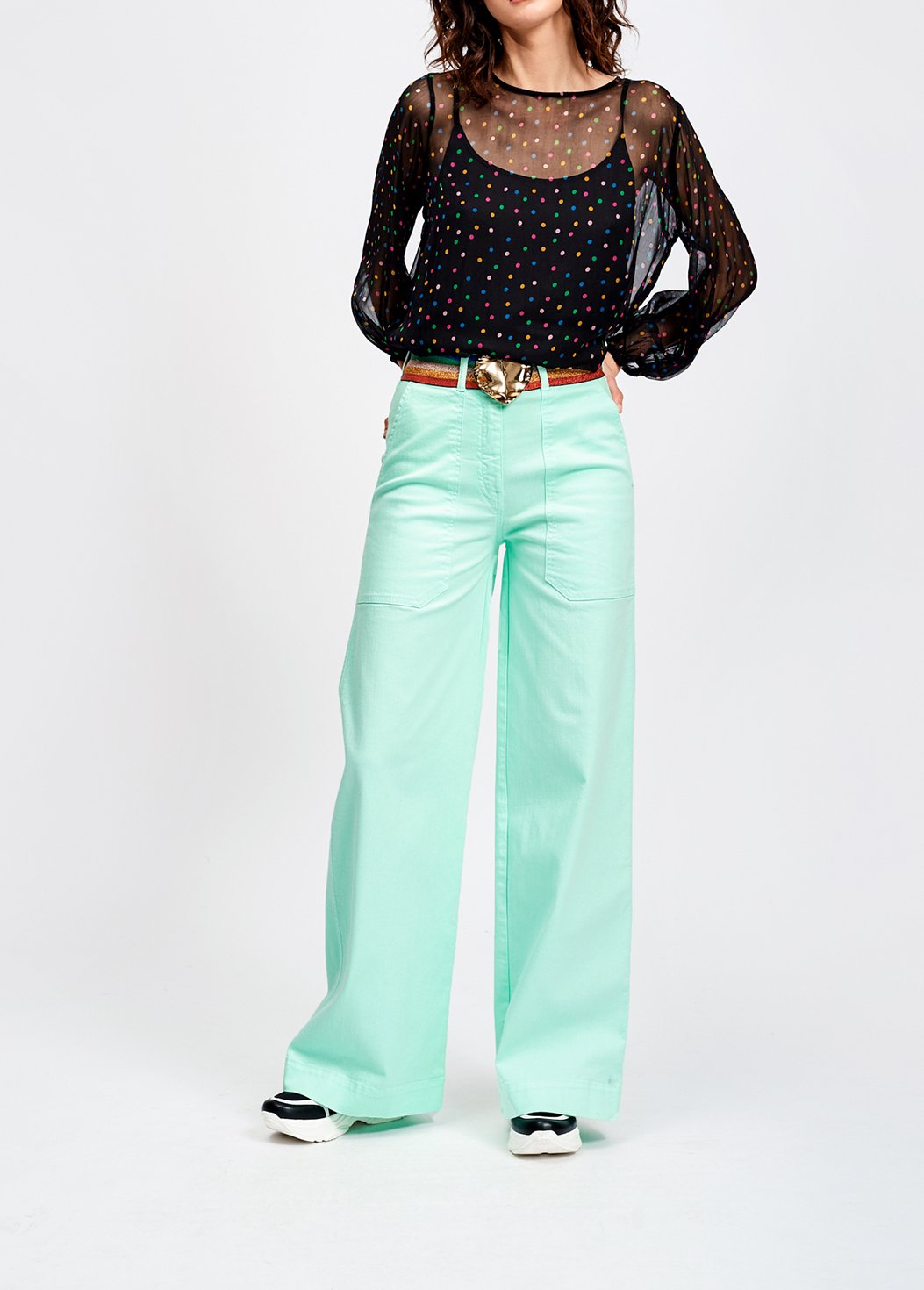 Black translucent spotted top with lining RE—SSENTIEL second-hand photo 7