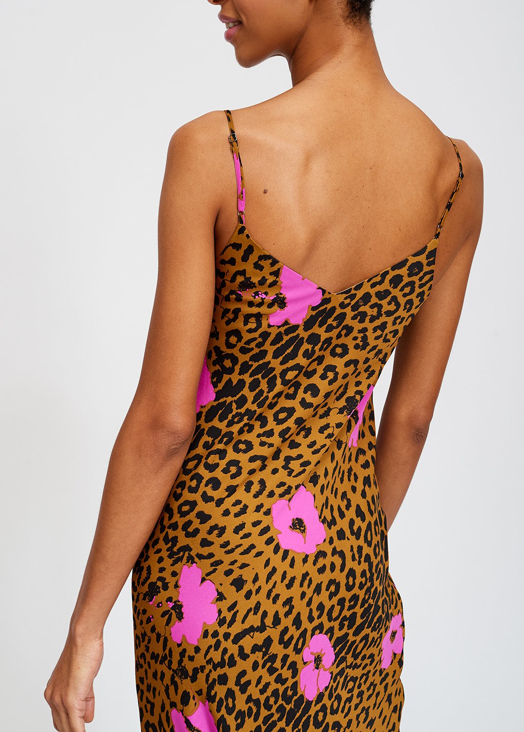 Halflange jurk met roze bloemen en luipaardprint RE—SSENTIEL tweedehands photo 4