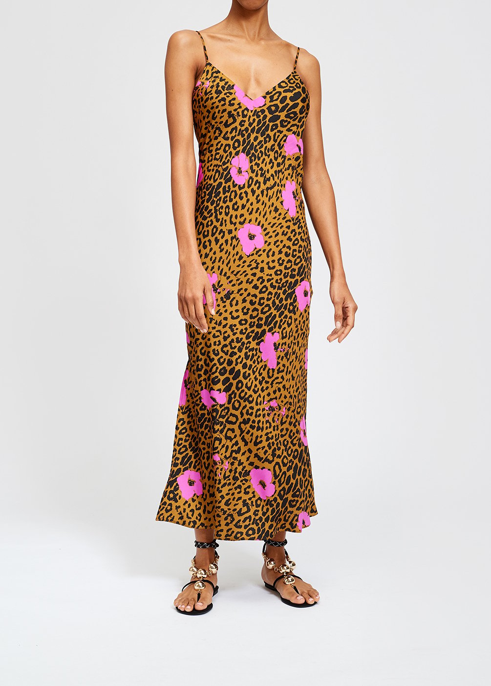 Halflange jurk met roze bloemen en luipaardprint RE—SSENTIEL tweedehands photo 5