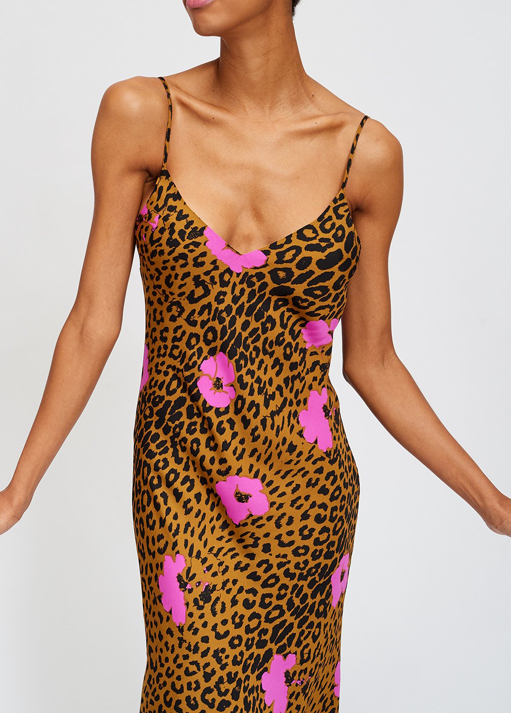 Halflange jurk met roze bloemen en luipaardprint RE—SSENTIEL tweedehands photo 6