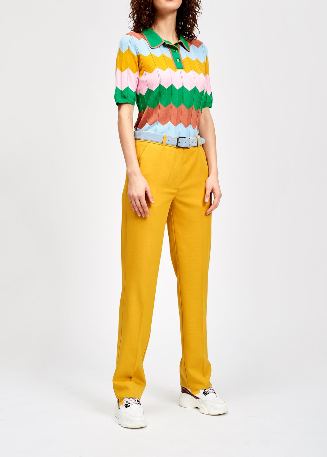 Yellow tailored trousers RE—SSENTIEL second-hand photo 6