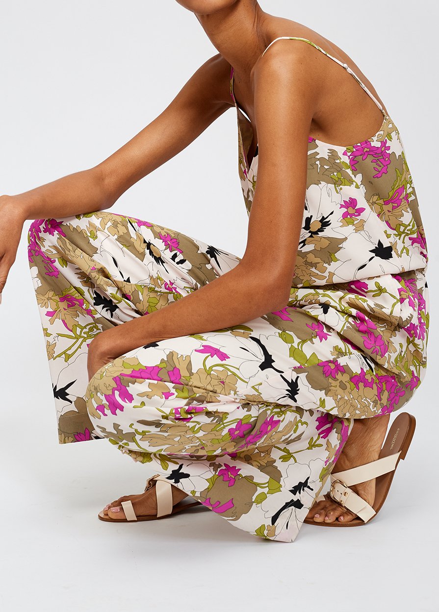 Witte, roze en kakigroene jumpsuit met bloemenprint RE—SSENTIEL tweedehands photo 3