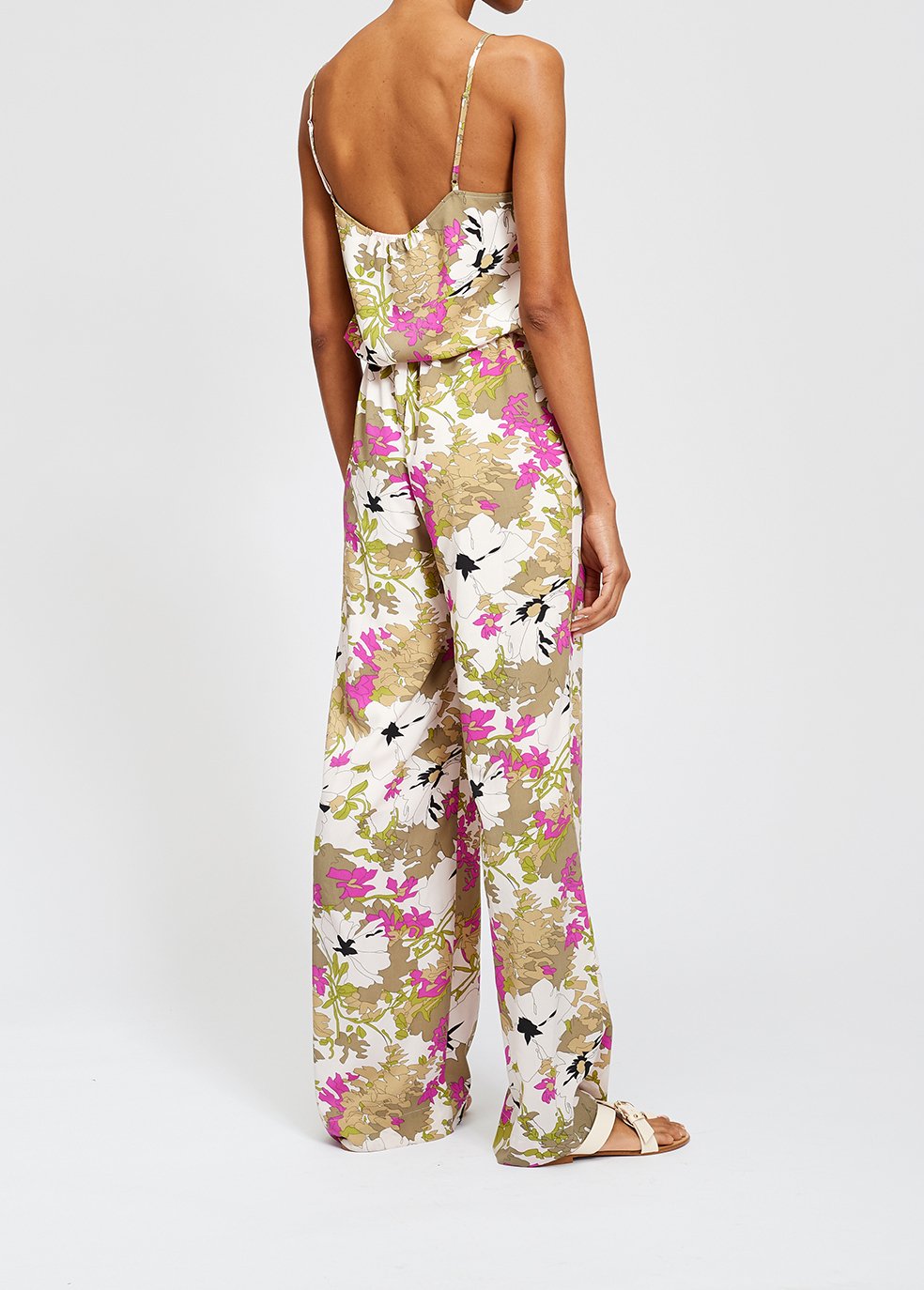 Witte, roze en kakigroene jumpsuit met bloemenprint RE—SSENTIEL tweedehands photo 6