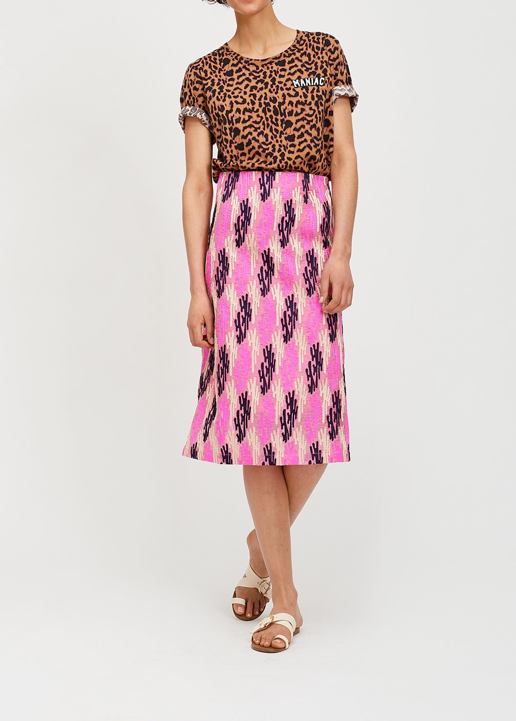 Roze a-lijnrok met pailletten RE—SSENTIEL tweedehands photo 3