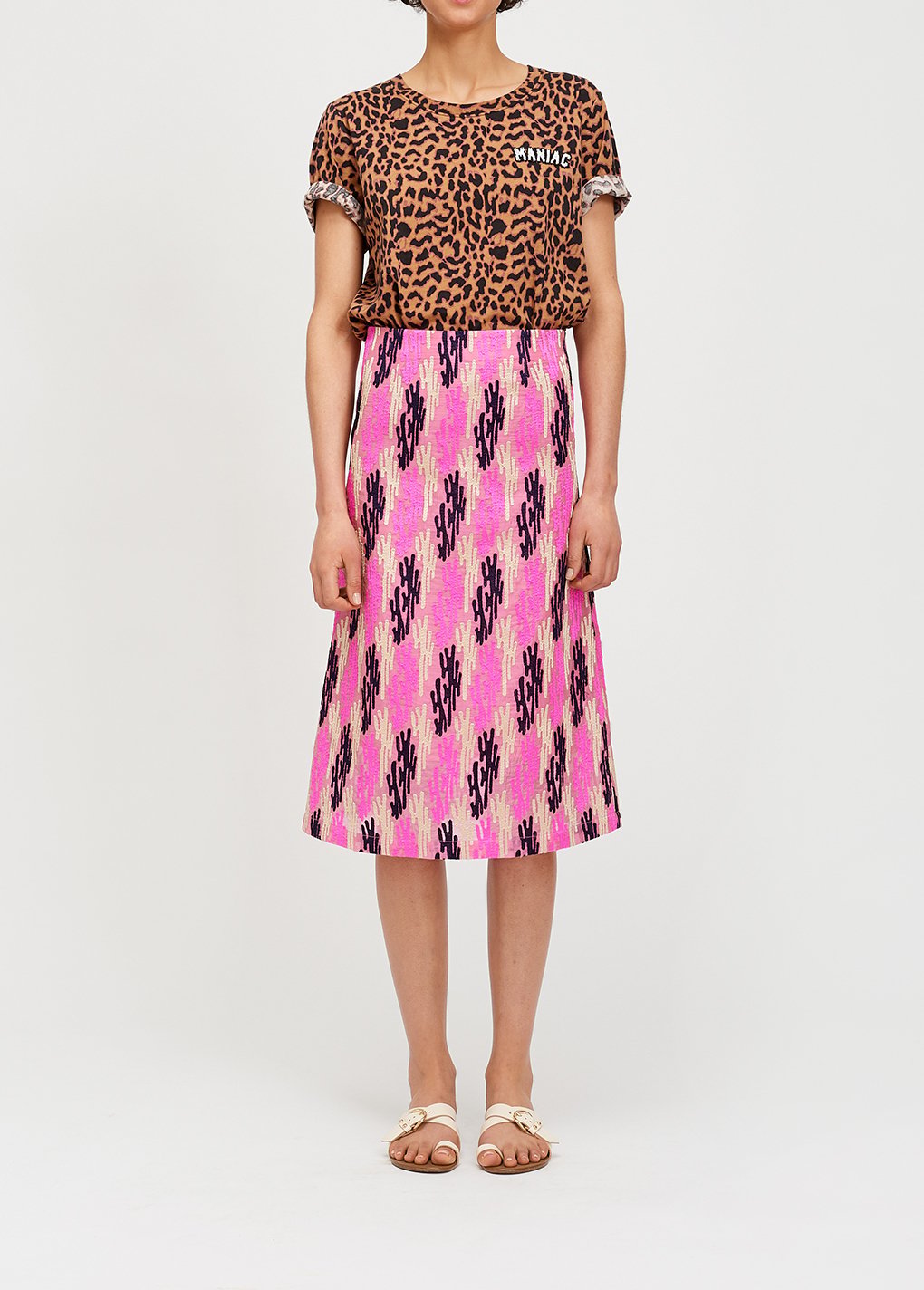 Roze a-lijnrok met pailletten RE—SSENTIEL tweedehands photo 6