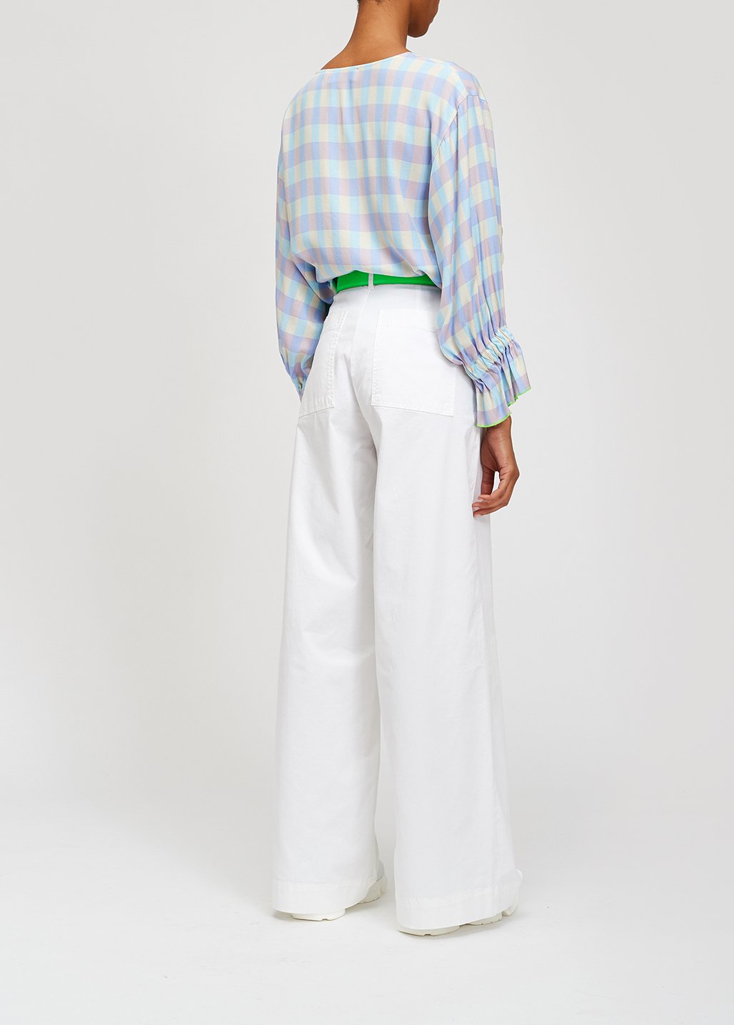 Top met 3/4de mouwen en blauw-paars tartanmotief RE—SSENTIEL tweedehands photo 7