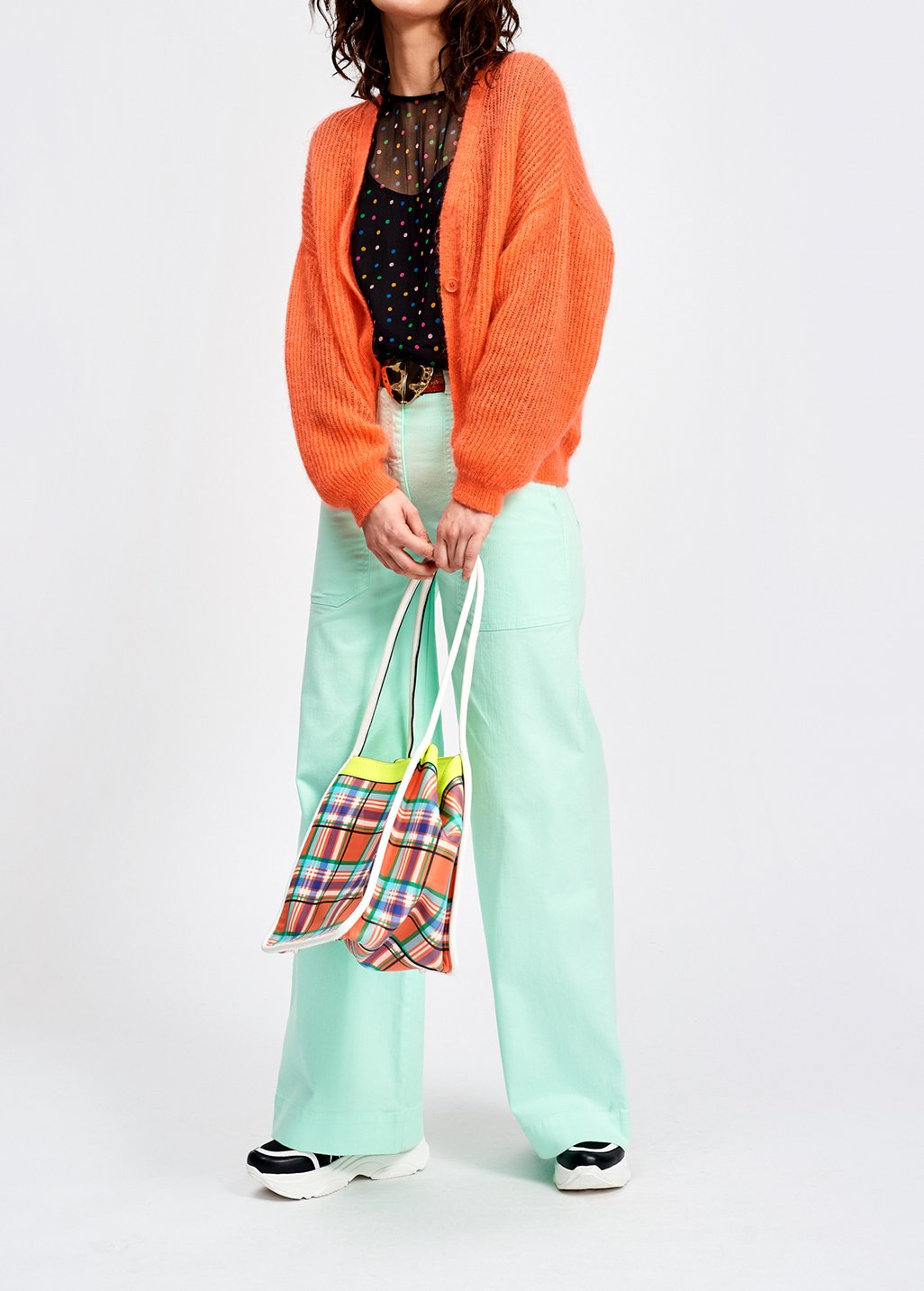 Orange ribbed knit cardigan with mohair RE—SSENTIEL second-hand photo 5