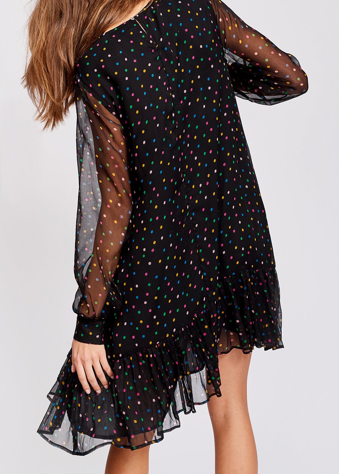 Robe noire à  pois avec volant RE—SSENTIEL seconde main photo 8