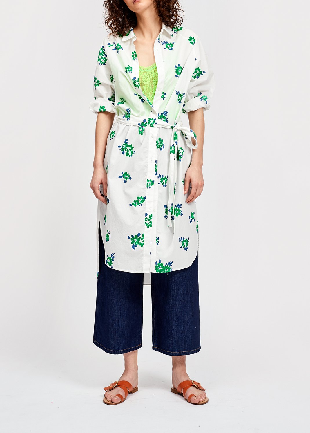 Witte hemdjurk met blauw en groene bloemenprint RE—SSENTIEL tweedehands photo 4