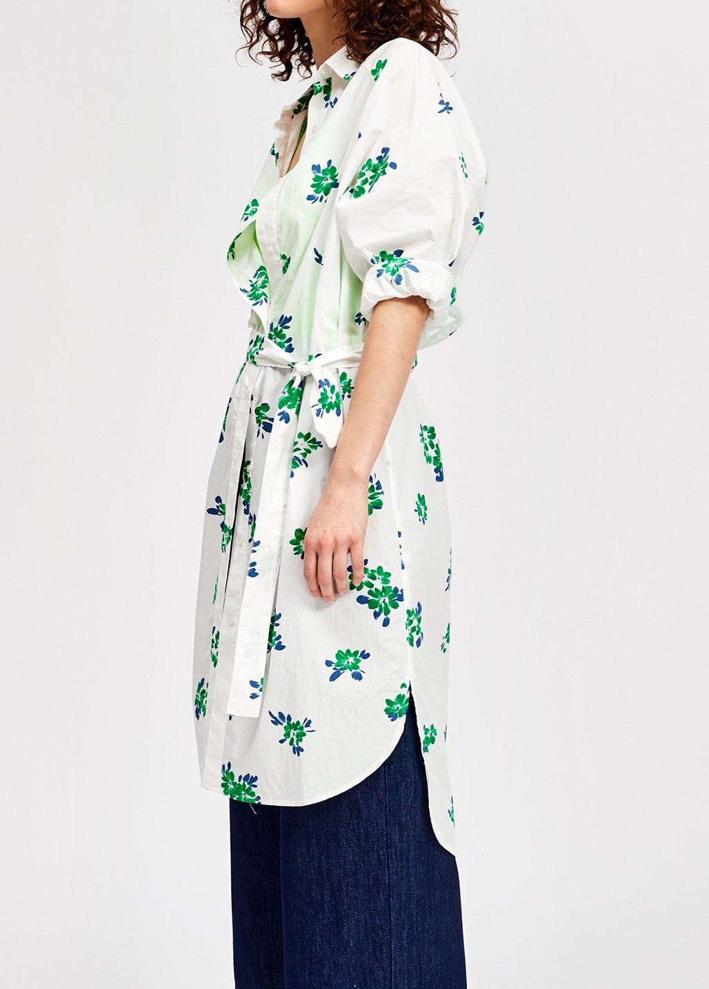 Witte hemdjurk met blauw en groene bloemenprint RE—SSENTIEL tweedehands photo 6