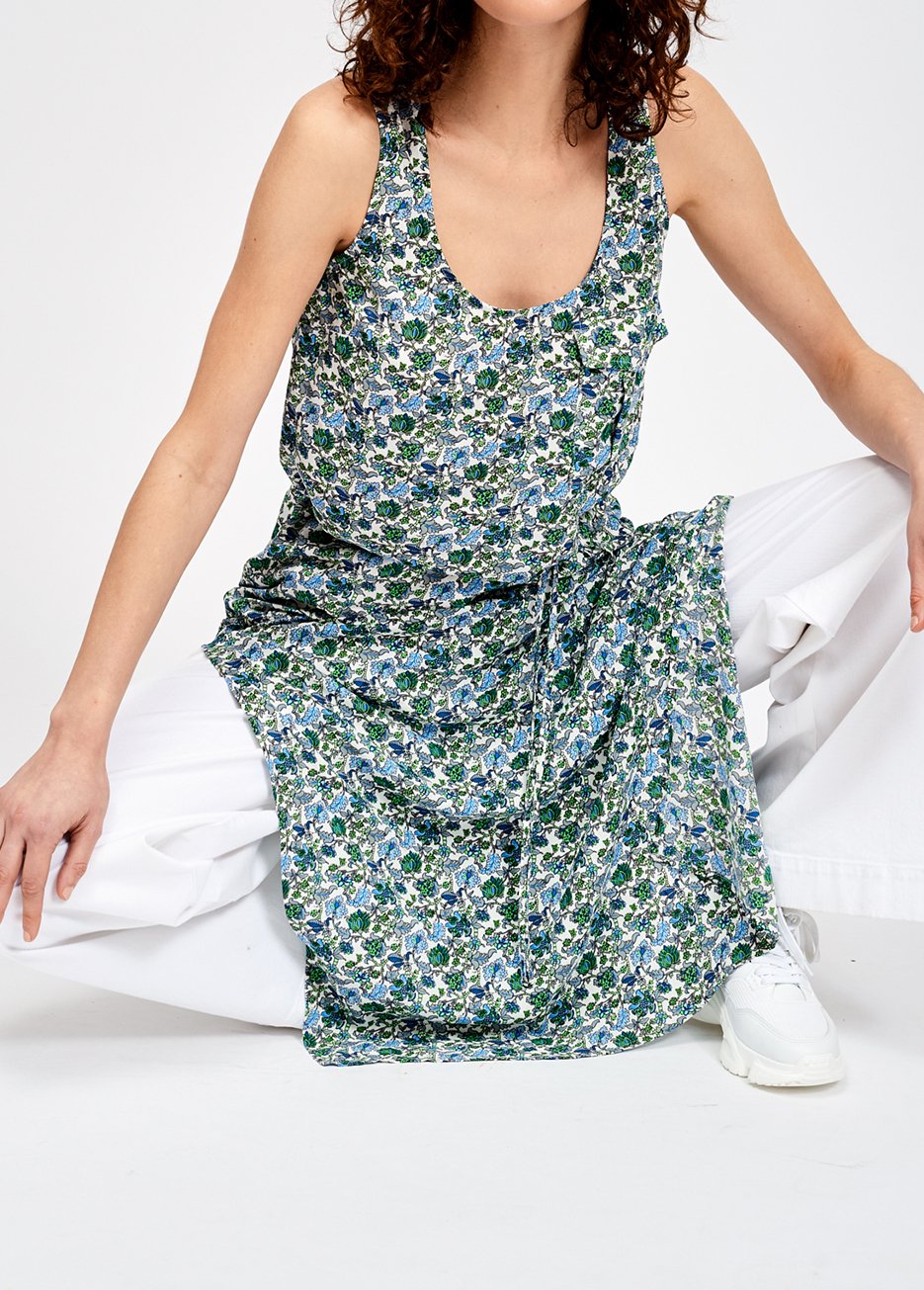 Floral print sleeveless maxi dress with rhinestones RE—SSENTIEL second-hand photo 5
