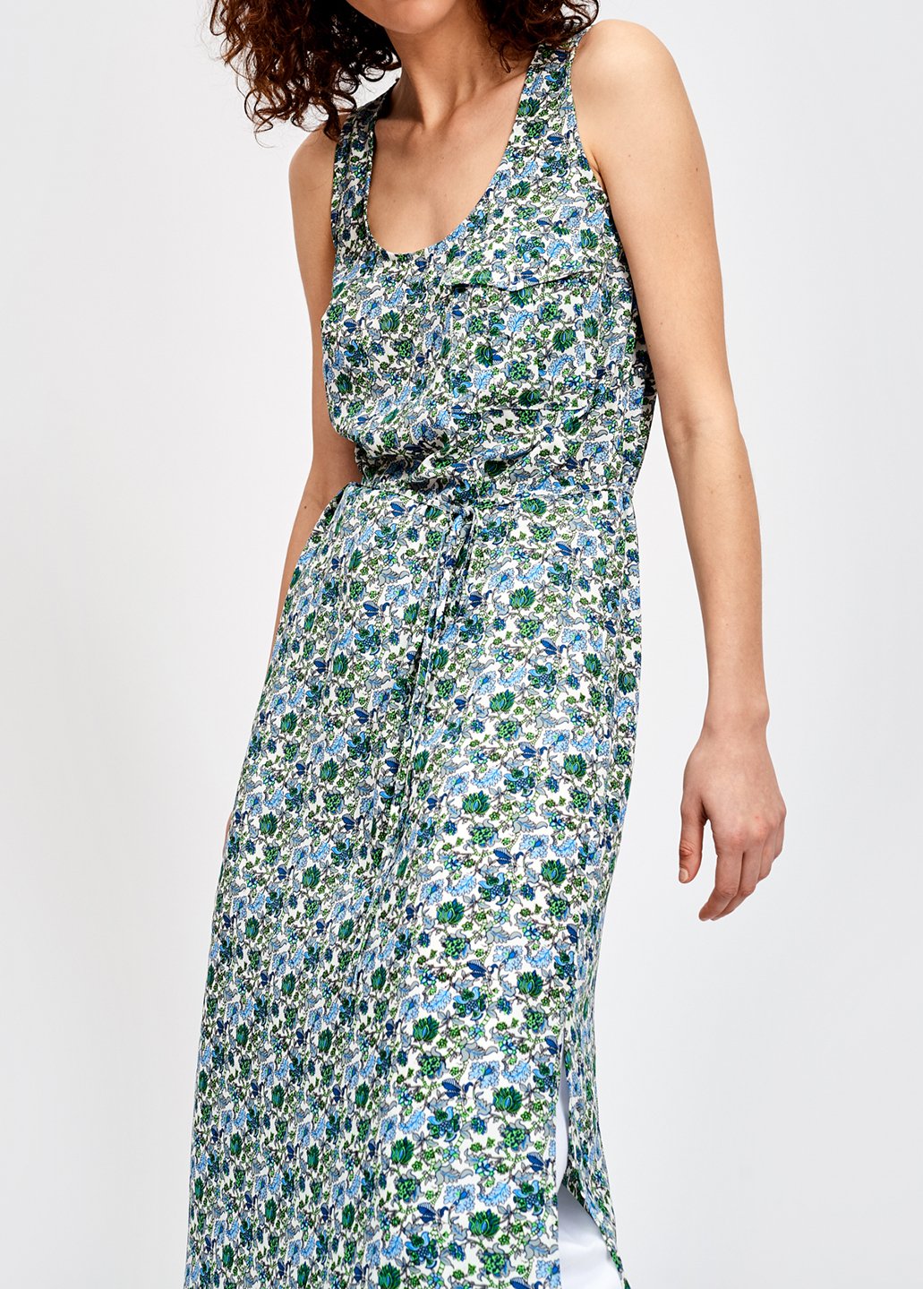 Floral print sleeveless maxi dress with rhinestones RE—SSENTIEL second-hand photo 6